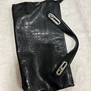 Clutch Black Croc-Embossed Tote Bag